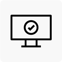 Icon of desktop computer with checkmark