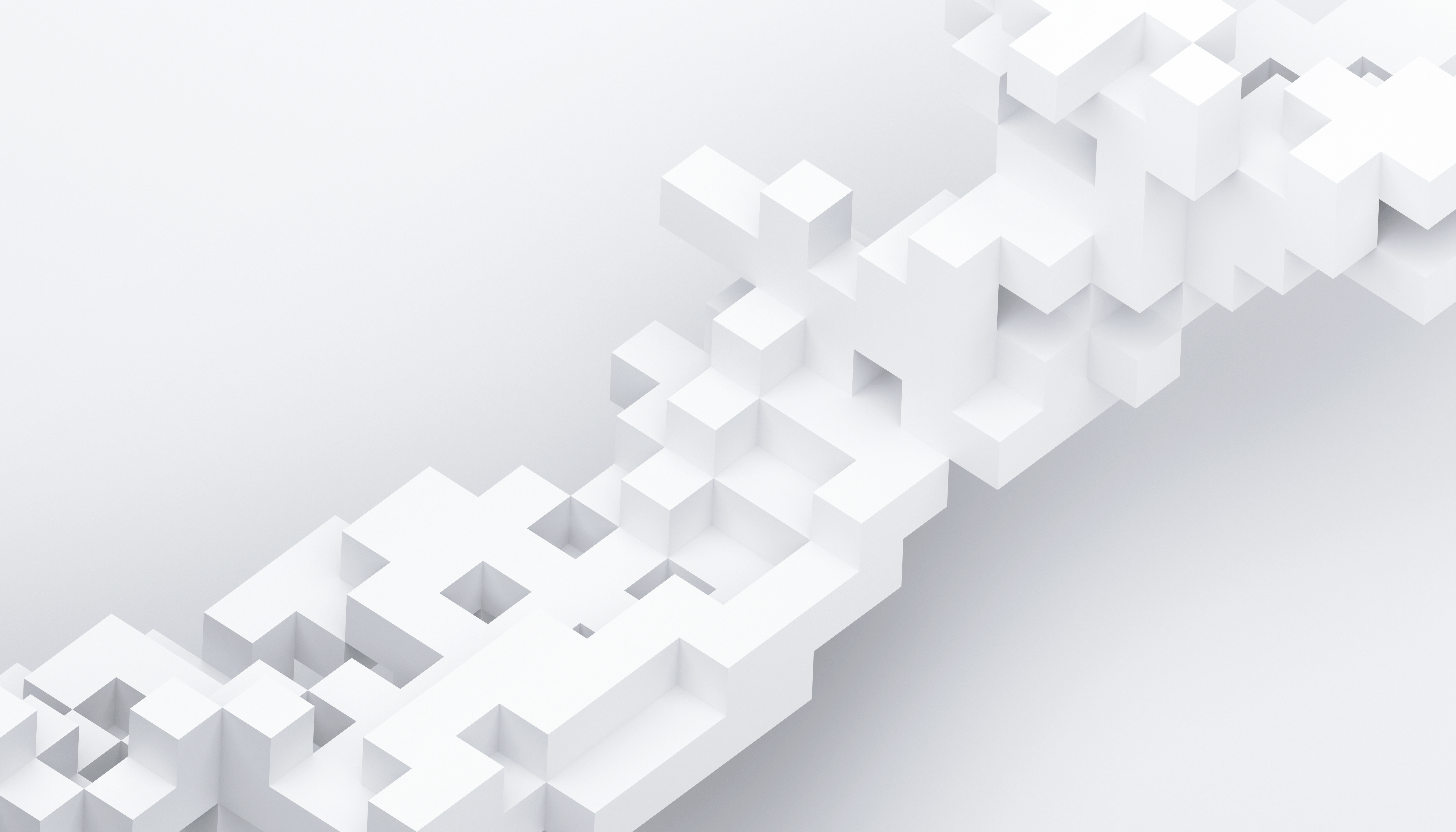Abstract white isometric building blocks